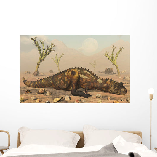 Pair Carnotaurus Dinosaurs Waiting Wall Decal