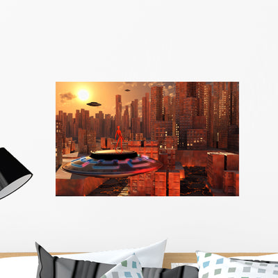 Alien Race Migrating from Wall Decal shown on a wall