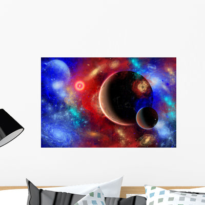 Distant Part Space Filled Wall Decal shown on a wall