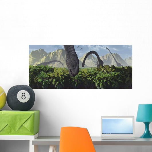 Herd Omeisaurus Dinosaurs Feeding Wall Decal Design 2