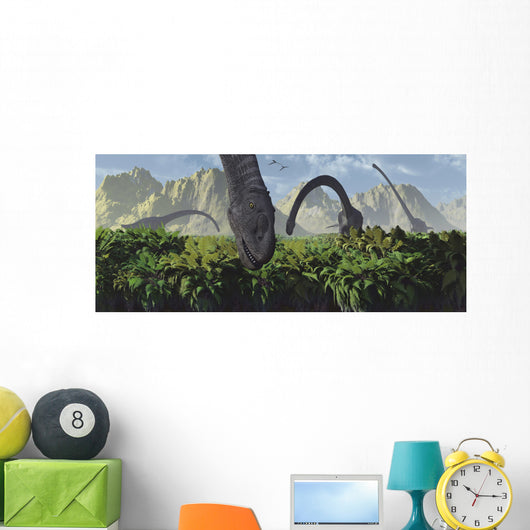 Herd Omeisaurus Dinosaurs Feeding Wall Decal Design 2