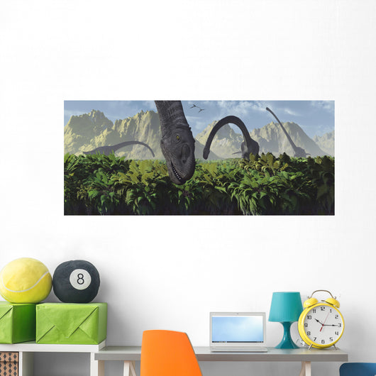 Herd Omeisaurus Dinosaurs Feeding Wall Decal Design 2