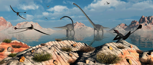 Herd Omeisaurus Dinosaurs Feeding Wall Decal Design 1