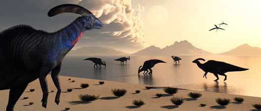 Parasaurolophus Dinosaurs Gather Freshwater Wall Decal