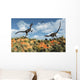Pair Velociraptors Involved Territorial Wall Decal Design 2