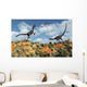 Pair Velociraptors Involved Territorial Wall Decal Design 2