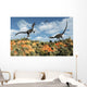 Pair Velociraptors Involved Territorial Wall Decal Design 2