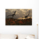 Pair Velociraptors Involved Territorial Wall Decal Design 1