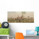 Curious Velociraptors Explore Wreckage Wall Decal