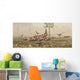 Curious Velociraptors Explore Wreckage Wall Decal