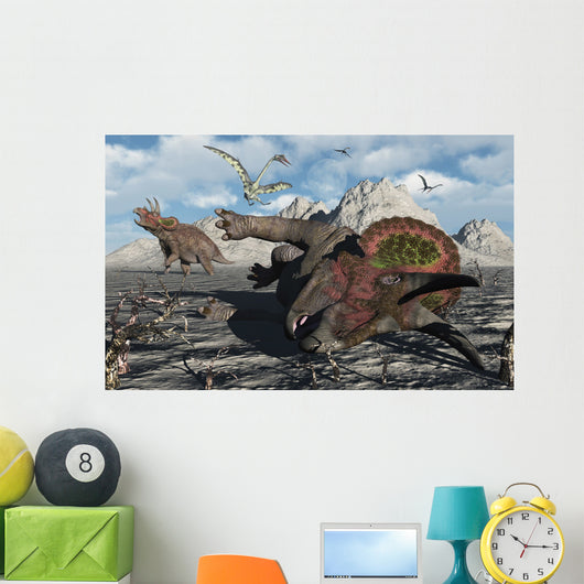 Pair Triceratops Trapped Deadly Wall Decal