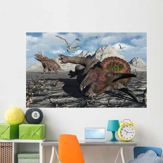 Pair Triceratops Trapped Deadly Wall Decal