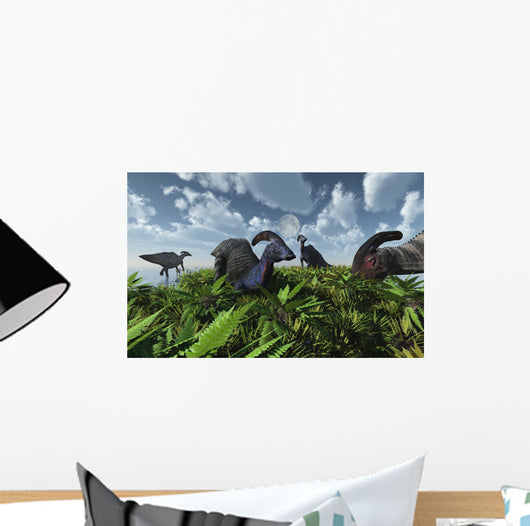 Herd Herbivorous Parasaurolophus Dinosaurs Wall Decal