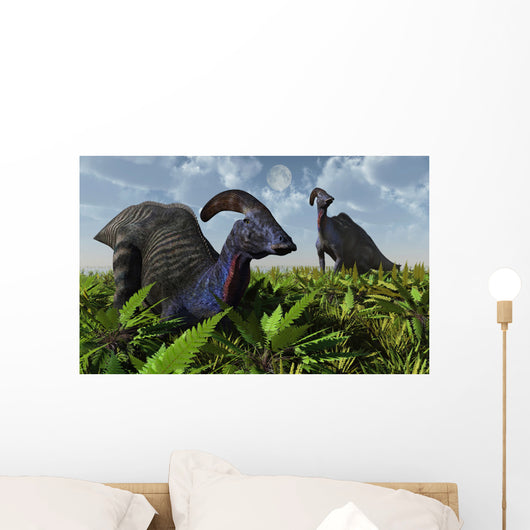 Pair Parasaurolophus Duckbill Dinosaurs Wall Decal