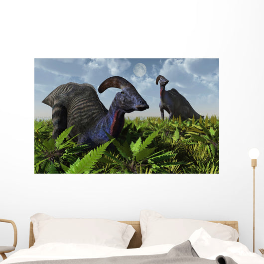 Pair Parasaurolophus Duckbill Dinosaurs Wall Decal