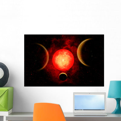 Red Giant Star Planetary Wall Decal shown on a wall