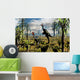 Pair Omnivorous Caudipteryx Feathered Wall Decal