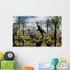 Pair Omnivorous Caudipteryx Feathered Wall Decal