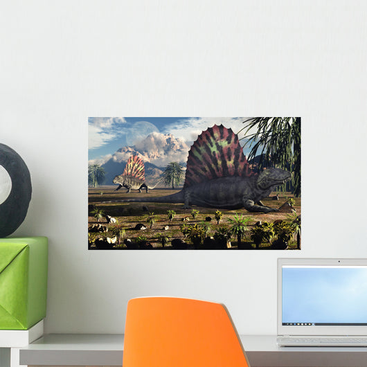 Sail-backed Dimetrodons Alive during Wall Decal Design 2