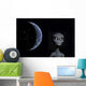 Grey Alien with Planet Wall Decal
