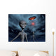Grey Aliens and Their Flying Saucer Wall Decal