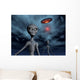 Grey Aliens and Their Flying Saucer Wall Decal
