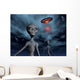 Grey Aliens and Their Flying Saucer Wall Decal
