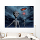 Grey Aliens and Their Flying Saucer Wall Decal