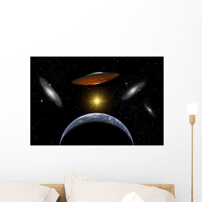 Ancient Aliens Arriving Wall Decal shown on a wall