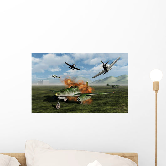 P-47 Thunderbolts Attacking German Field Wall Decal