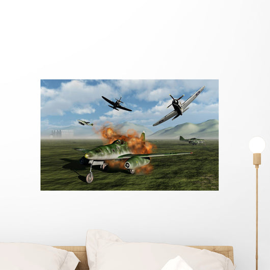 P-47 Thunderbolts Attacking German Field Wall Decal