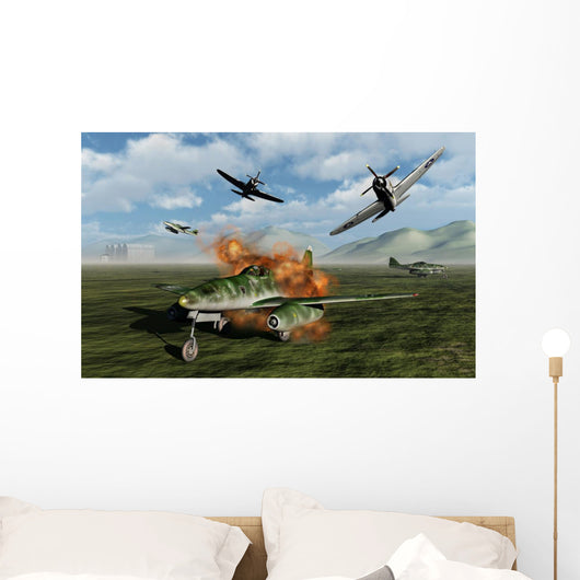 P-47 Thunderbolts Attacking German Field Wall Decal