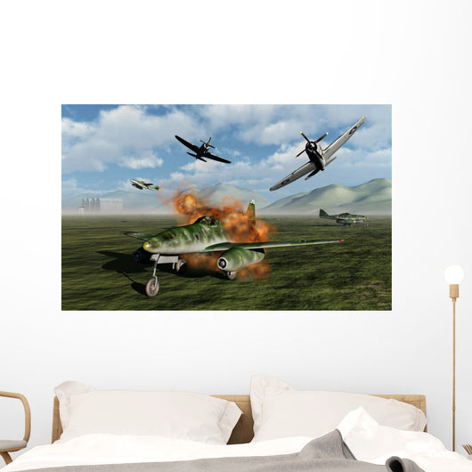 P-47 Thunderbolts Attacking German Field Wall Decal