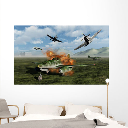 P-47 Thunderbolts Attacking German Field Wall Decal