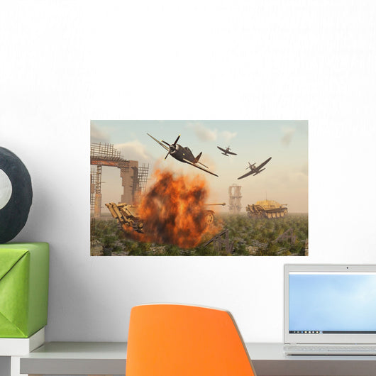 P-47 Thunderbolts Attacking German Sandstorm Wall Decal