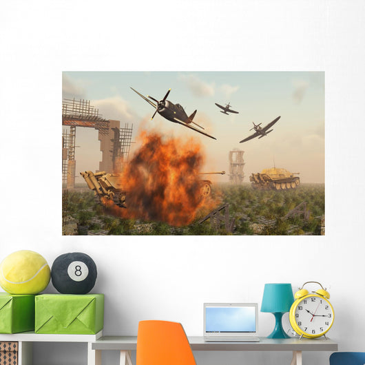 P-47 Thunderbolts Attacking German Sandstorm Wall Decal