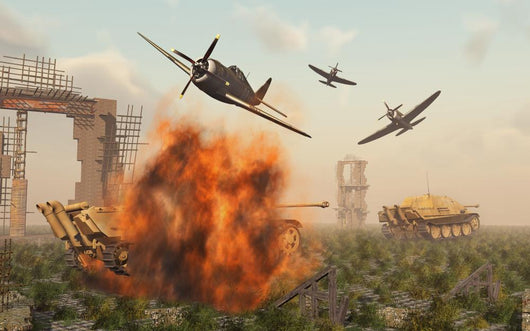 P-47 Thunderbolts Attacking German Sandstorm Wall Decal