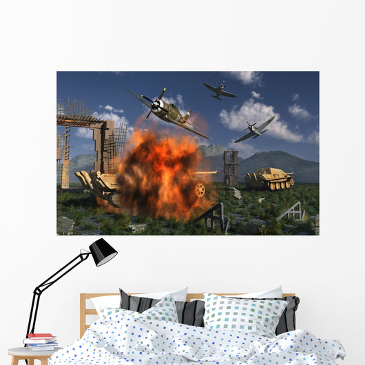 P-47 Thunderbolts Attacking German Wall Decal