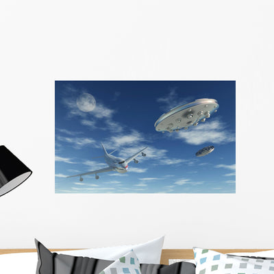 Pair Silver Metallic Disc Wall Decal shown on a wall
