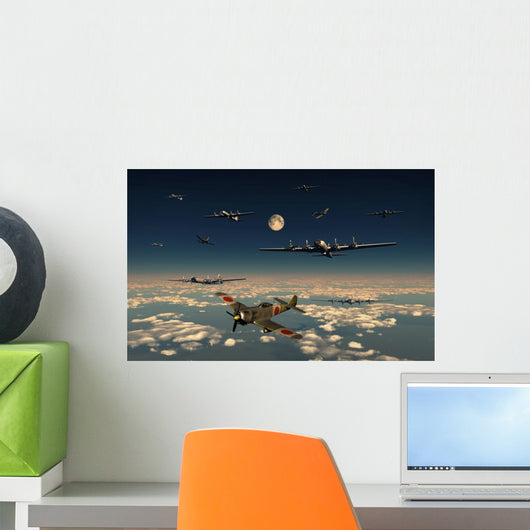 B-29 Superfortress Planes under Moon Wall Decal