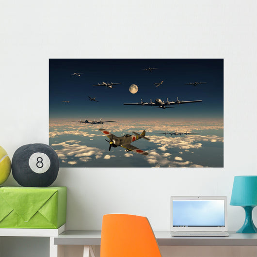 B-29 Superfortress Planes under Moon Wall Decal