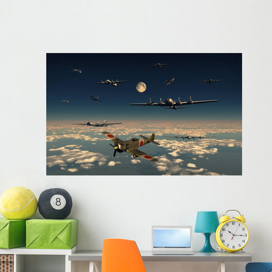 B-29 Superfortress Planes under Moon Wall Decal
