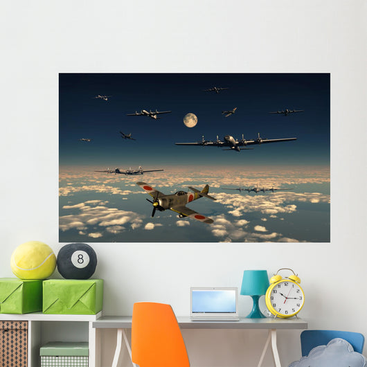 B-29 Superfortress Planes under Moon Wall Decal