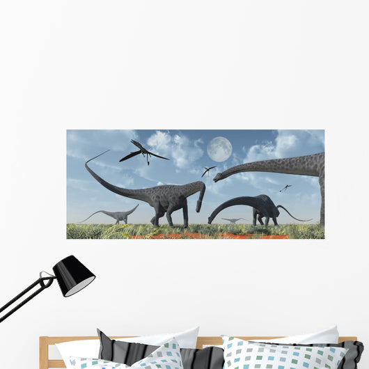 Herd Giant Diplodocus Dinosaurs Close-up Wall Decal