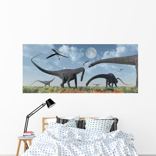 Herd Giant Diplodocus Dinosaurs Close-up Wall Decal
