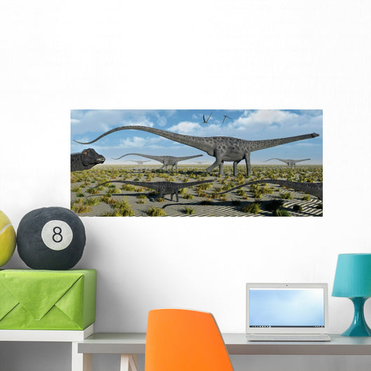 Herd Giant Diplodocus Dinosaurs Wall Decal