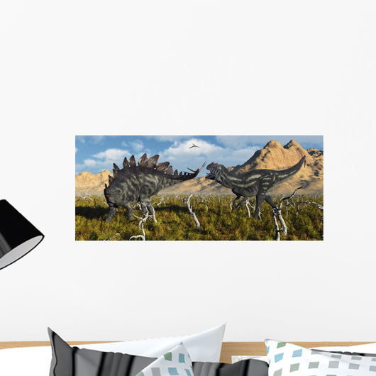 Armor Plated Stegosaurus Defending Wall Decal