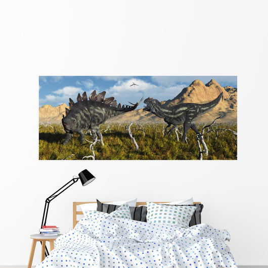 Armor Plated Stegosaurus Defending Wall Decal