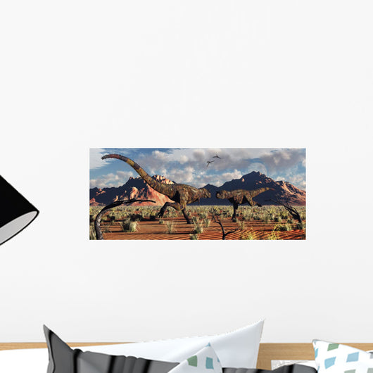 Pair Carnotaurus Dinosaurs Territorial Desert Wall Decal