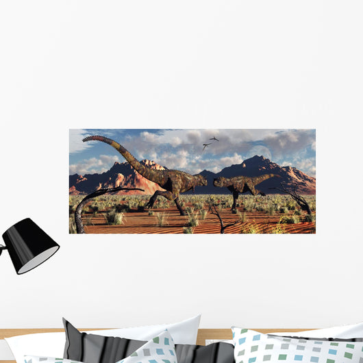 Pair Carnotaurus Dinosaurs Territorial Desert Wall Decal